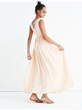 Madwell Women's pink cream Maxi Dress with Tie-Back